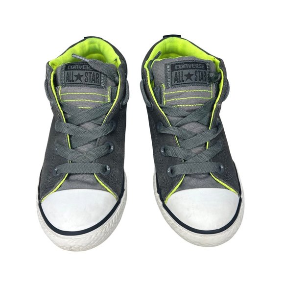 Converse Chunk Taylor All Star Kids' Sneakers Stylish Gray & Neon Green Size 2.5 - Picture 6 of 10